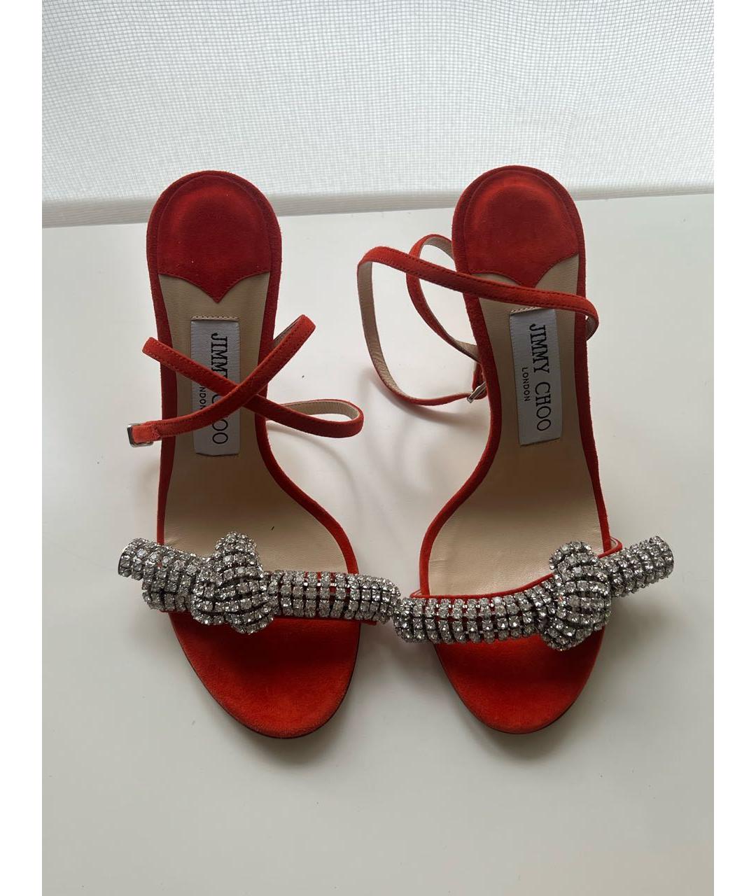 JIMMY CHOO Оранжевое замшевые босоножки, фото 3