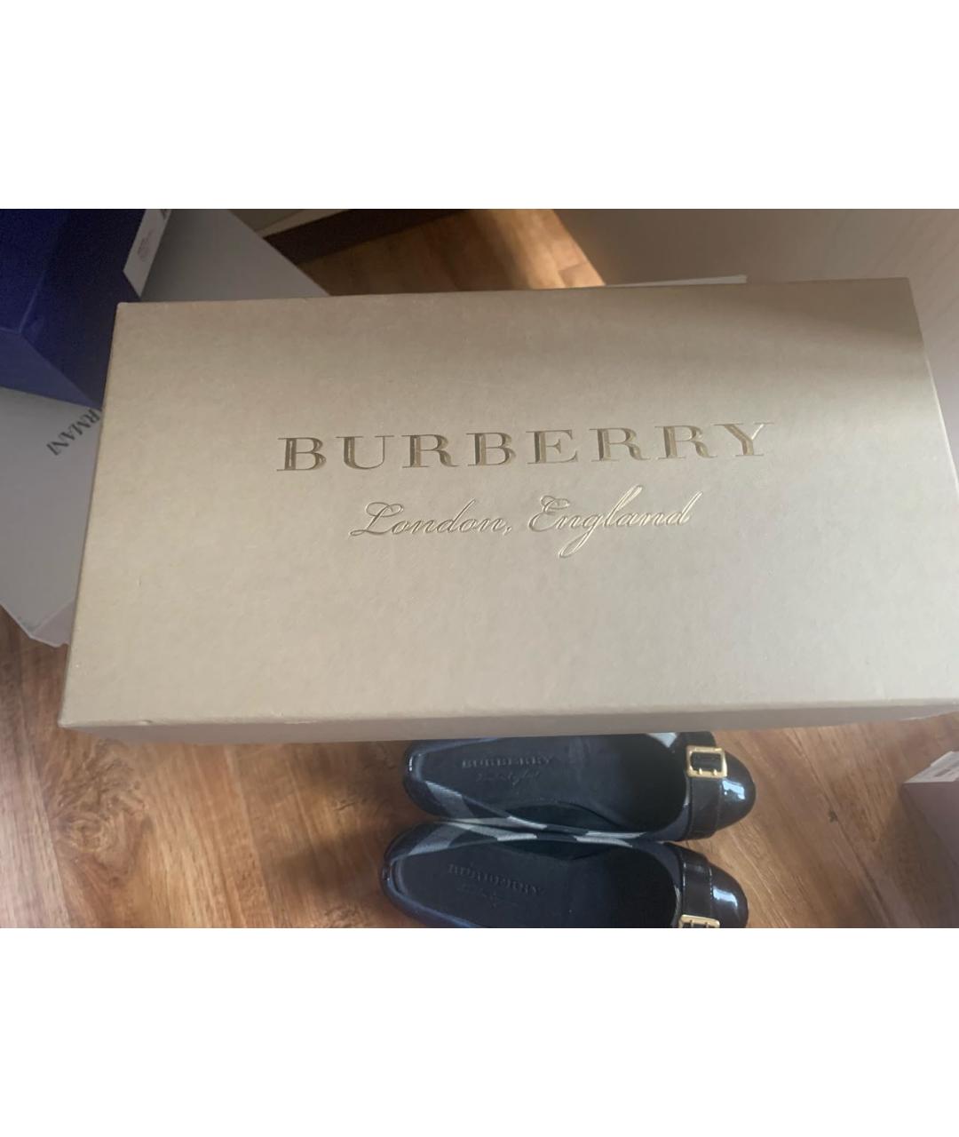 BURBERRY Темно-синие текстильные балетки, фото 4