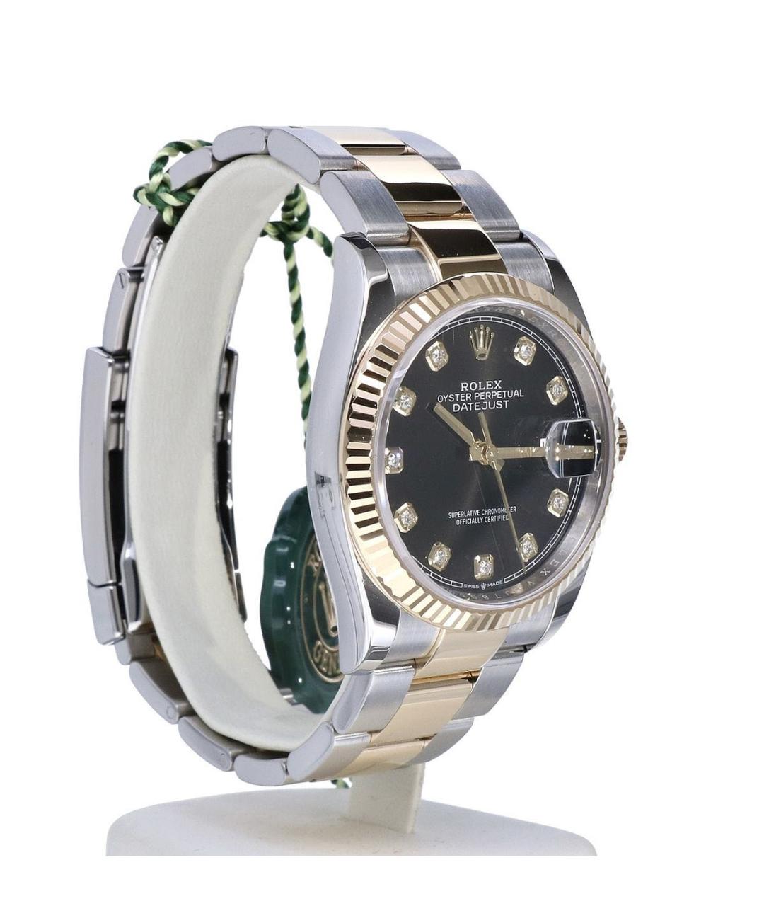 ROLEX Черные часы из желтого золота, фото 2