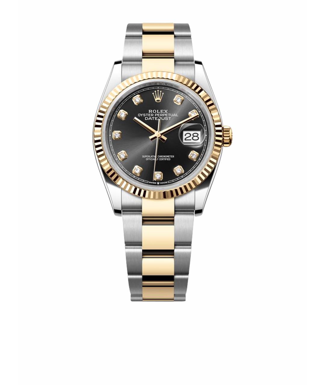 ROLEX Черные часы из желтого золота, фото 1