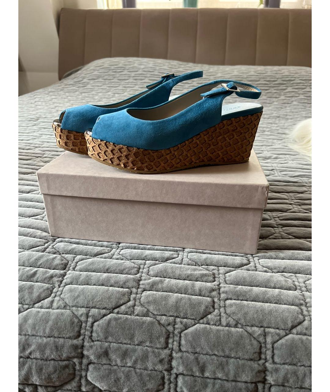JIMMY CHOO Голубые замшевые босоножки, фото 8