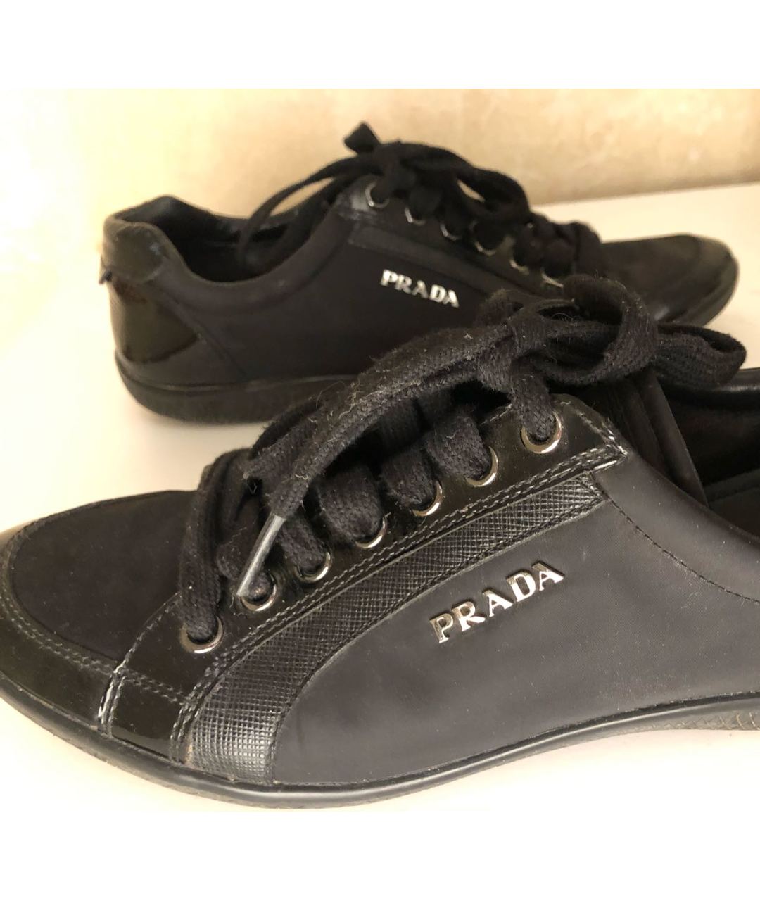 PRADA Черные текстильные кроссовки, фото 4