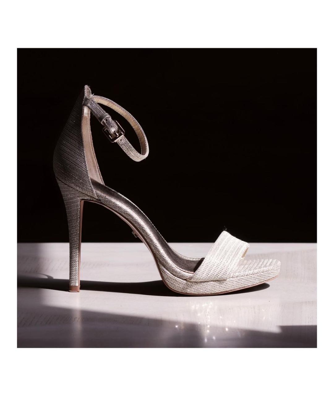 MICHAEL MICHAEL KORS Золотые текстильные босоножки, фото 5