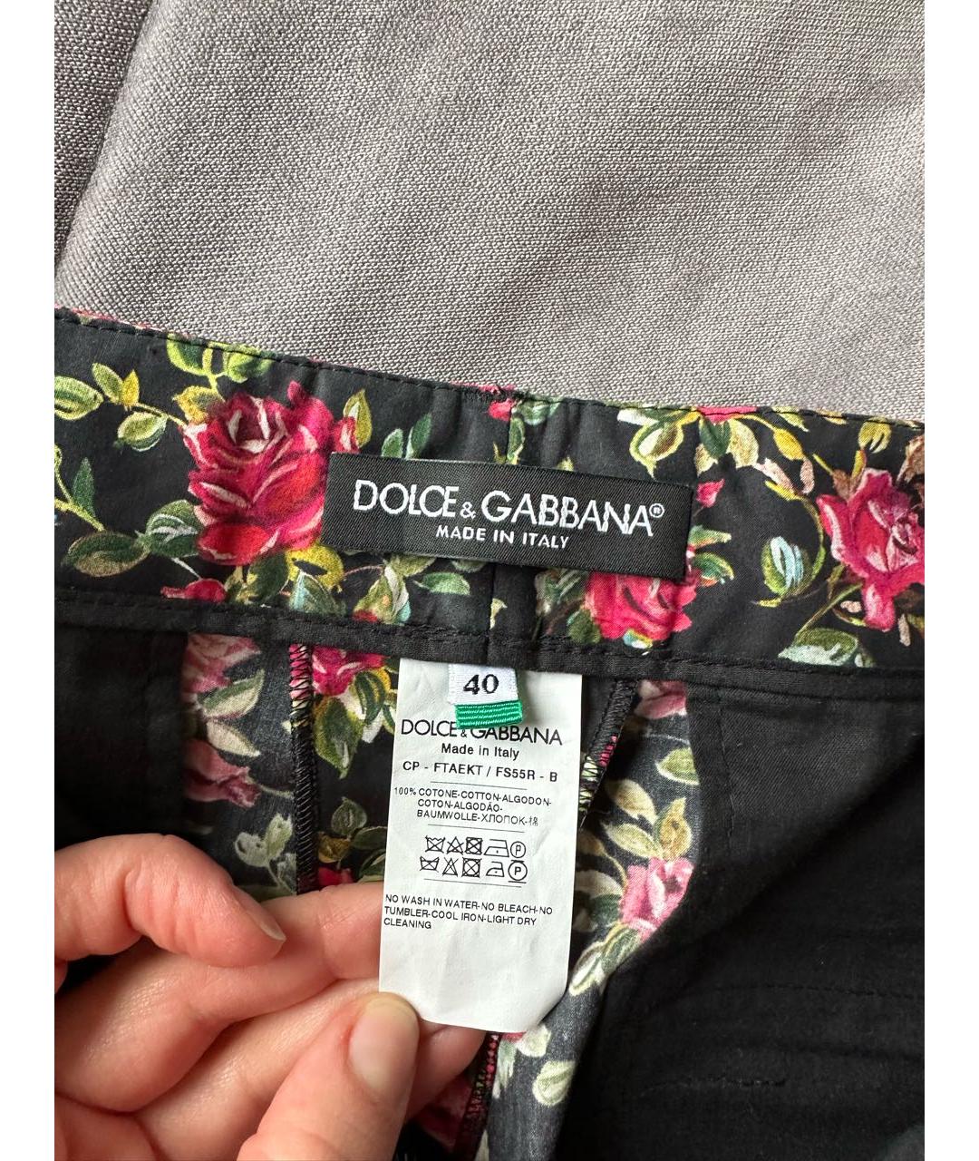 DOLCE&GABBANA Мульти хлопковые брюки узкие, фото 2