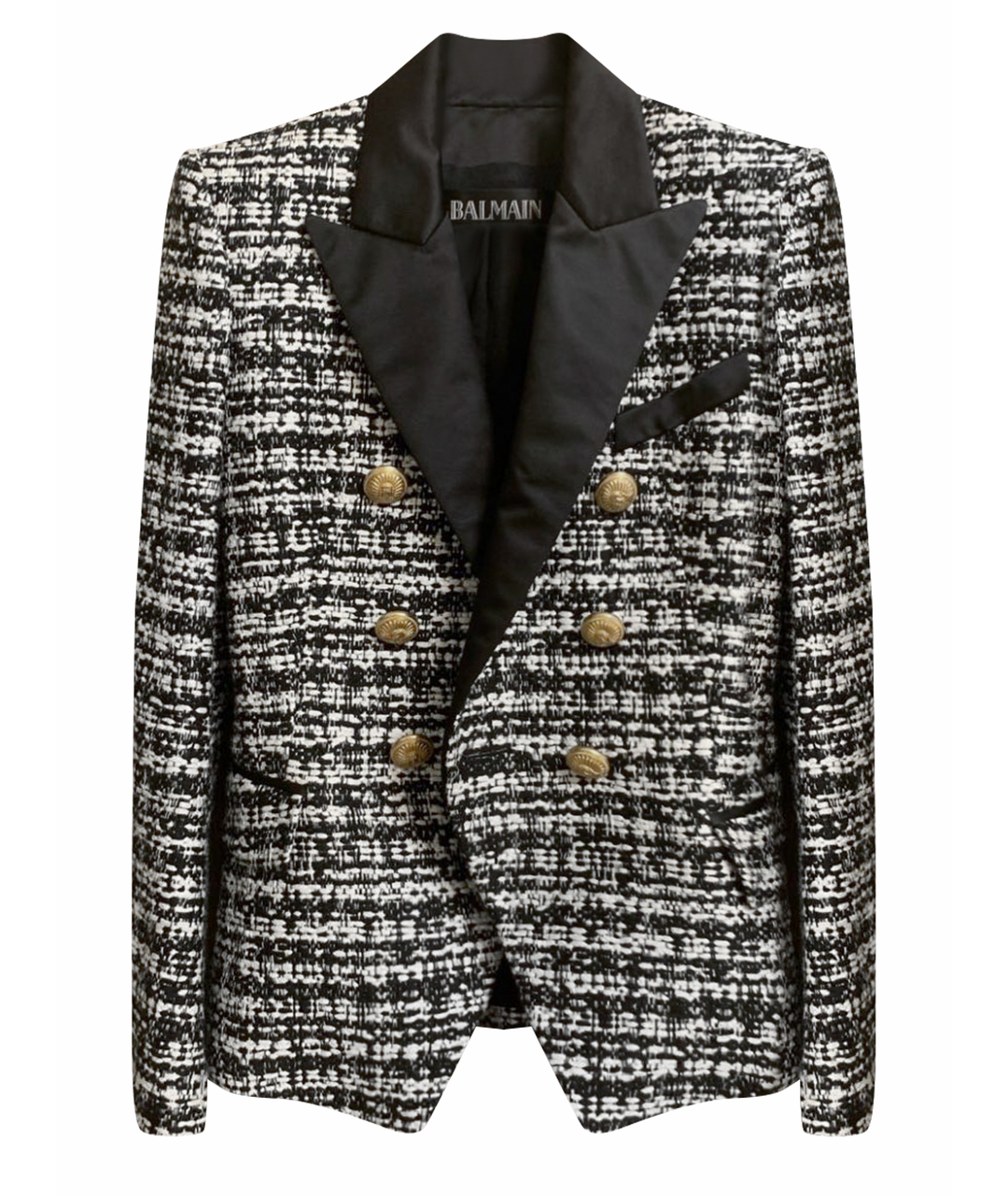 BALMAIN Черный твидовый жакет/пиджак, фото 1