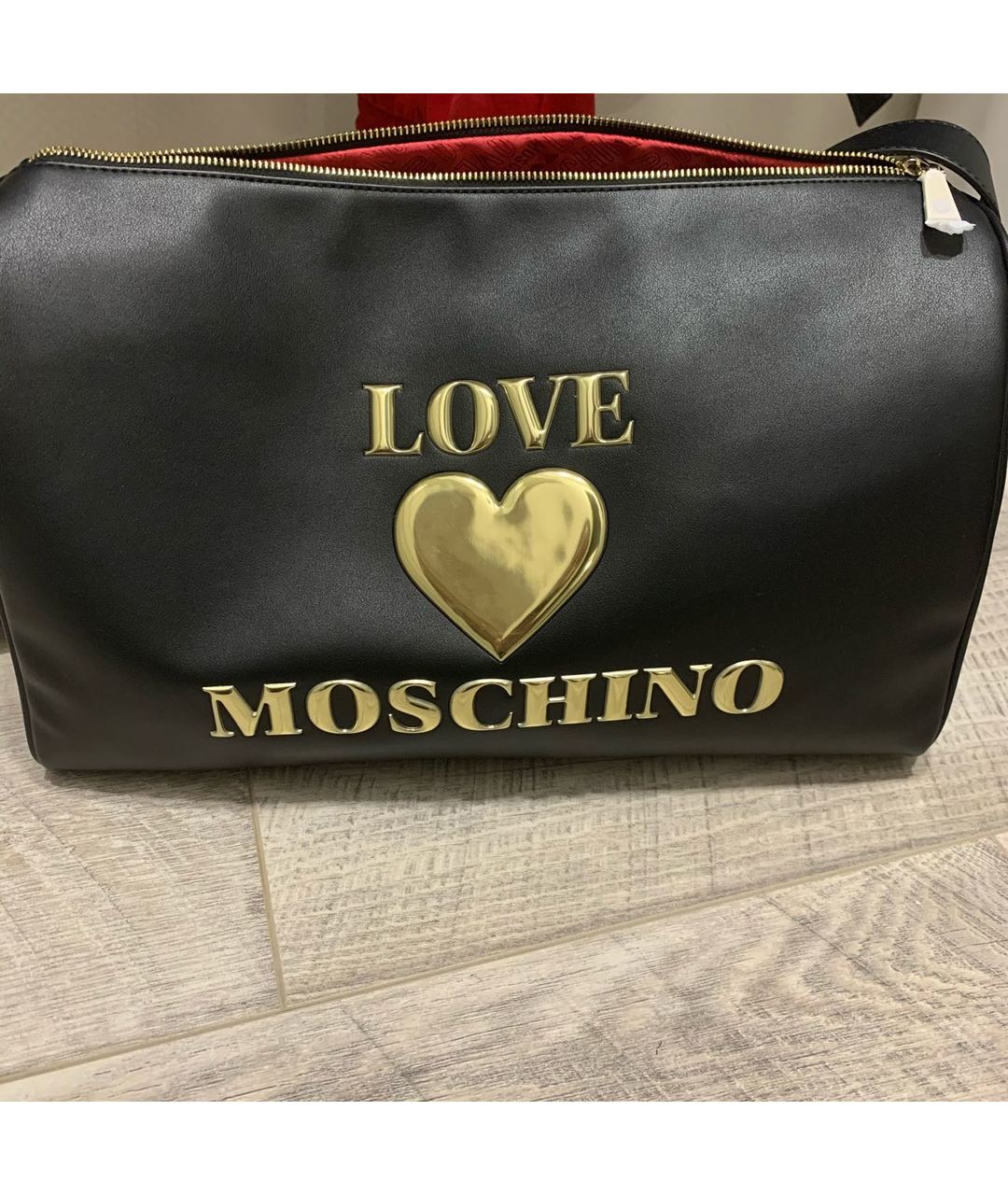 LOVE MOSCHINO Черная дорожная/спортивная сумка из искусственной кожи, фото 5