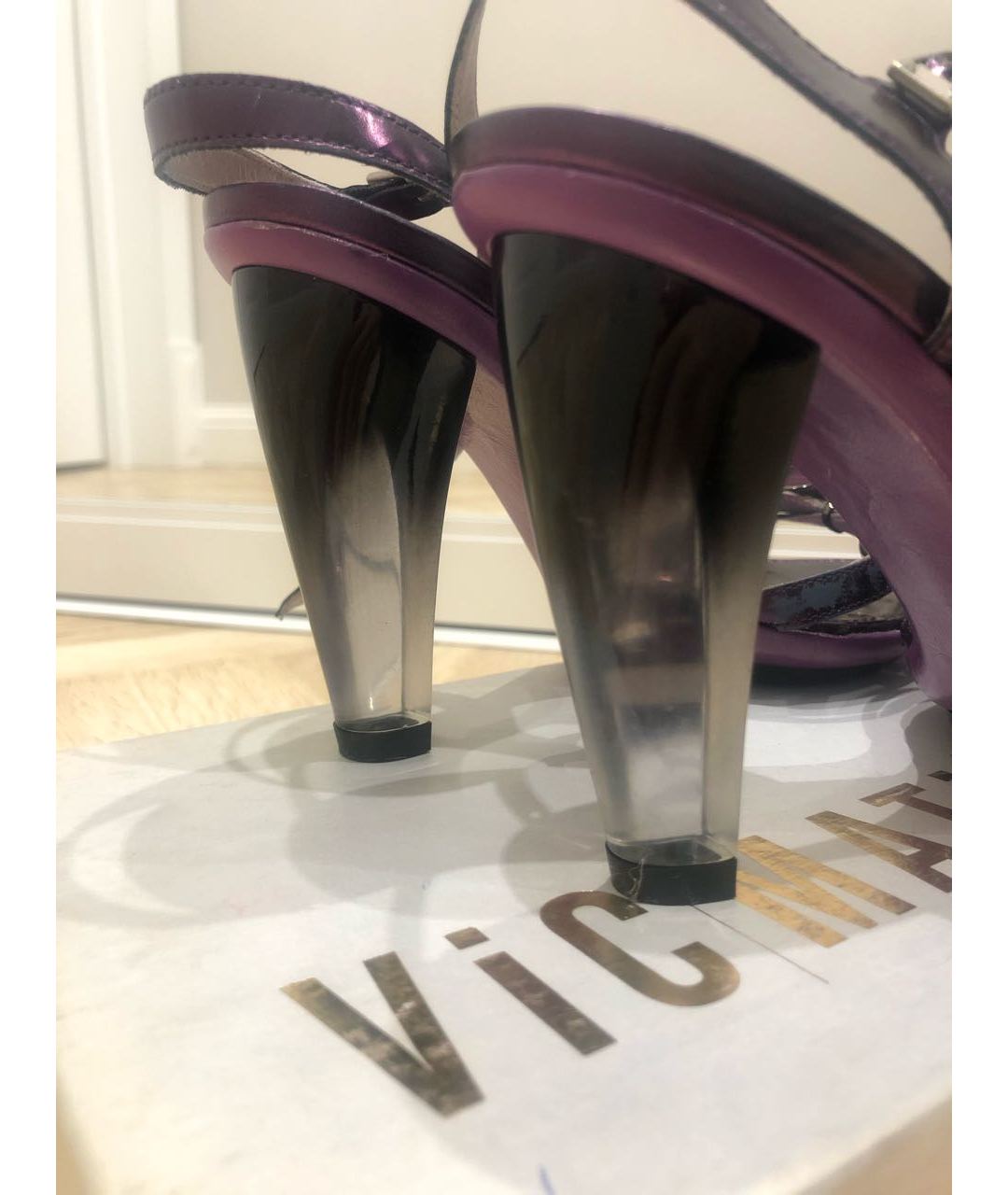 VIC MATIE Фиолетовые кожаные босоножки, фото 3