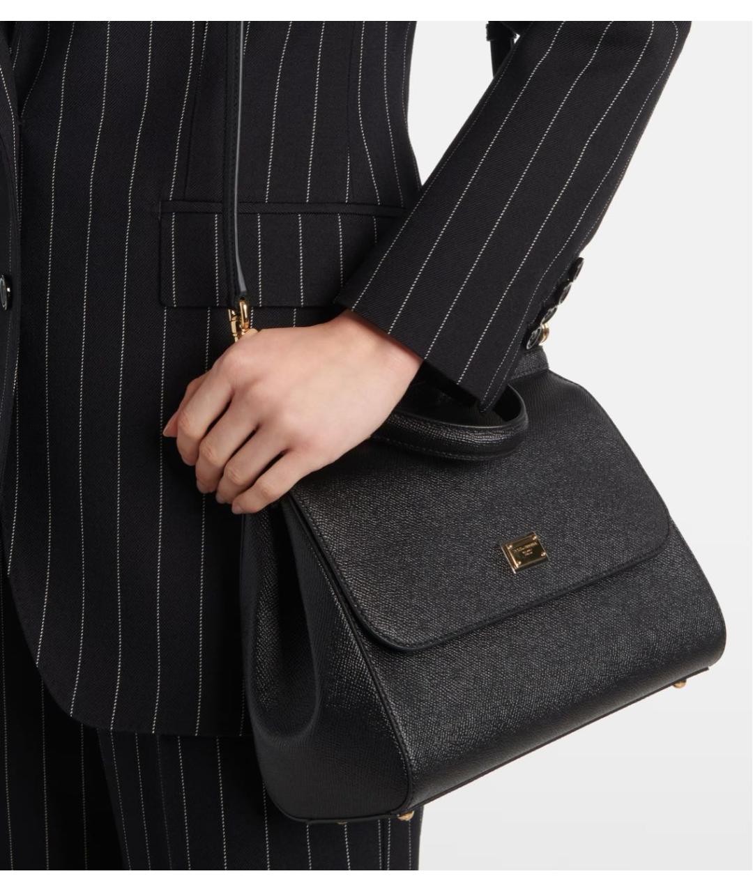 DOLCE&GABBANA Черная кожаная сумка через плечо, фото 5