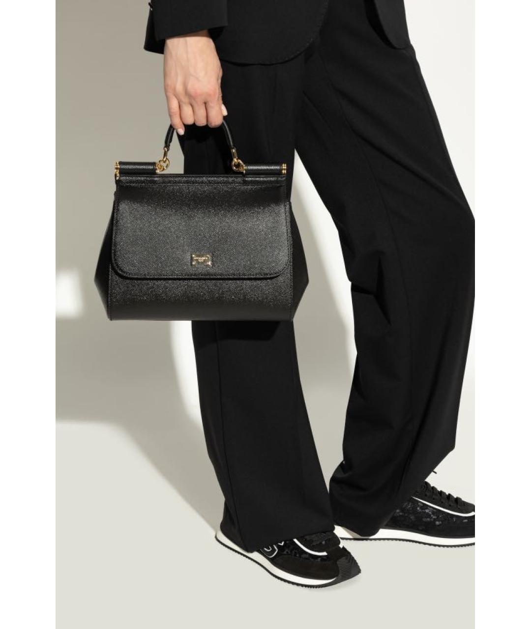 DOLCE&GABBANA Черная кожаная сумка через плечо, фото 6