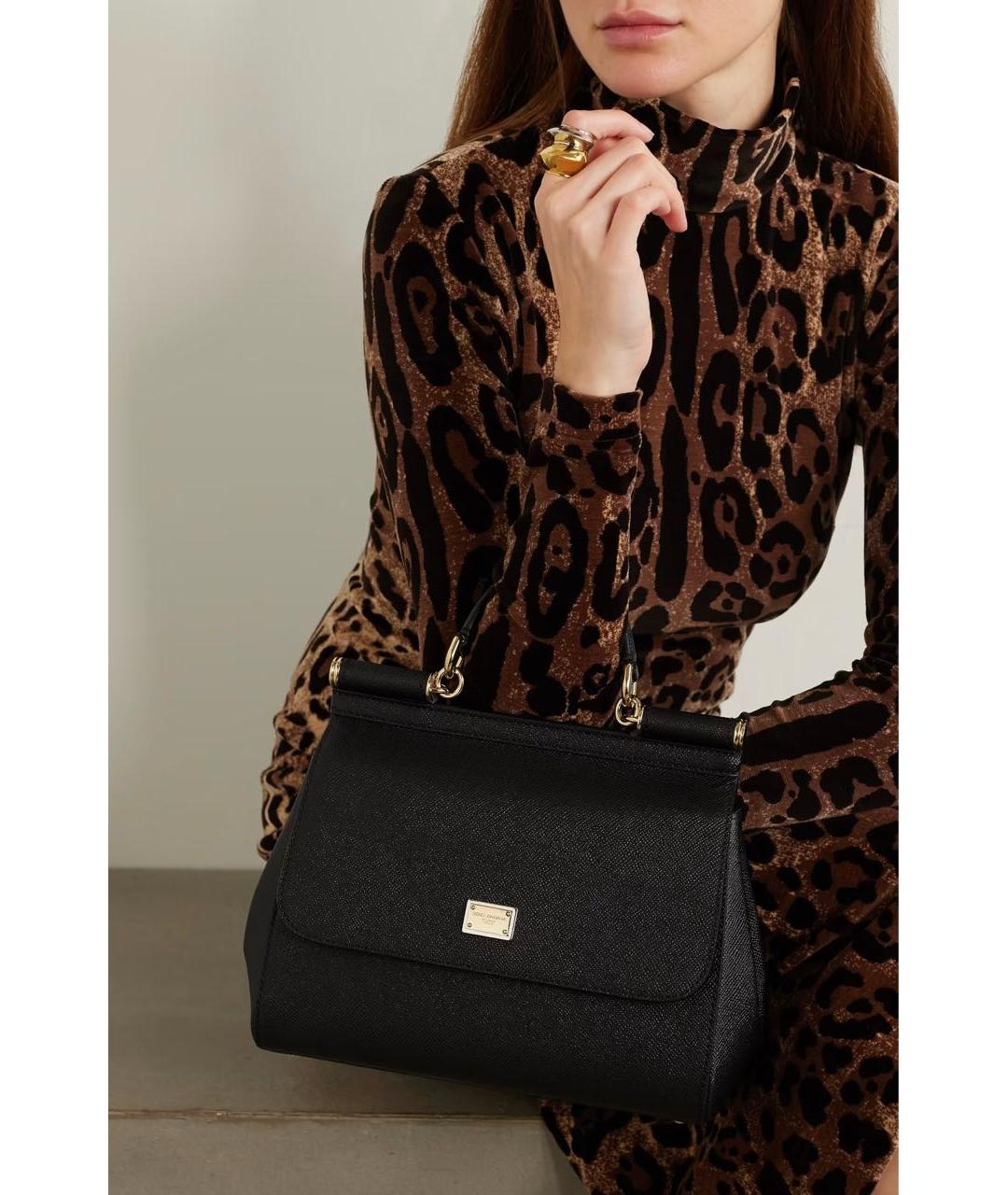 DOLCE&GABBANA Черная кожаная сумка через плечо, фото 4