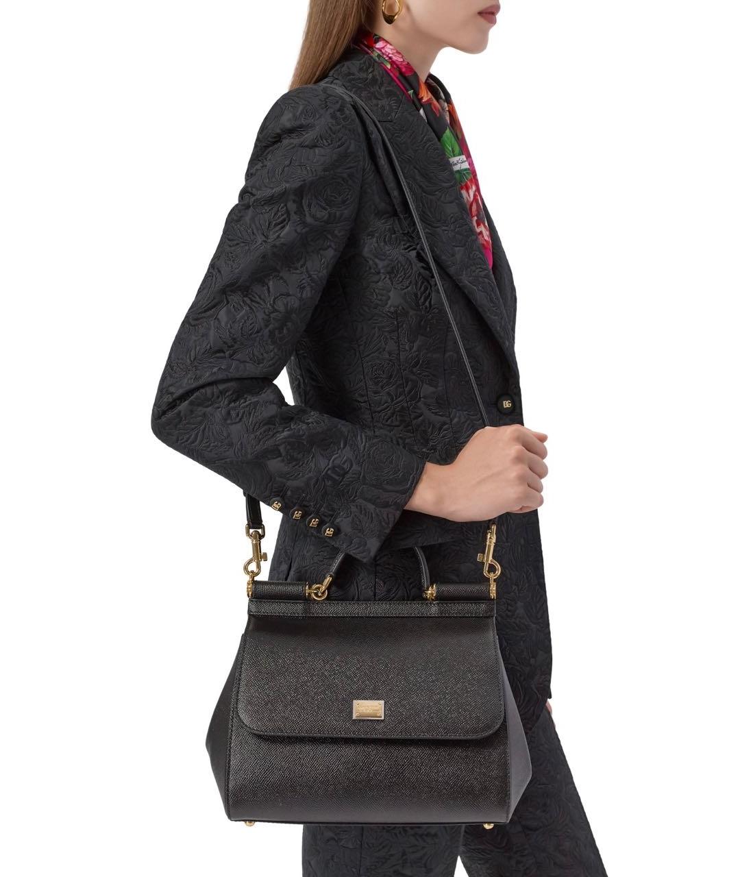 DOLCE&GABBANA Черная кожаная сумка через плечо, фото 8