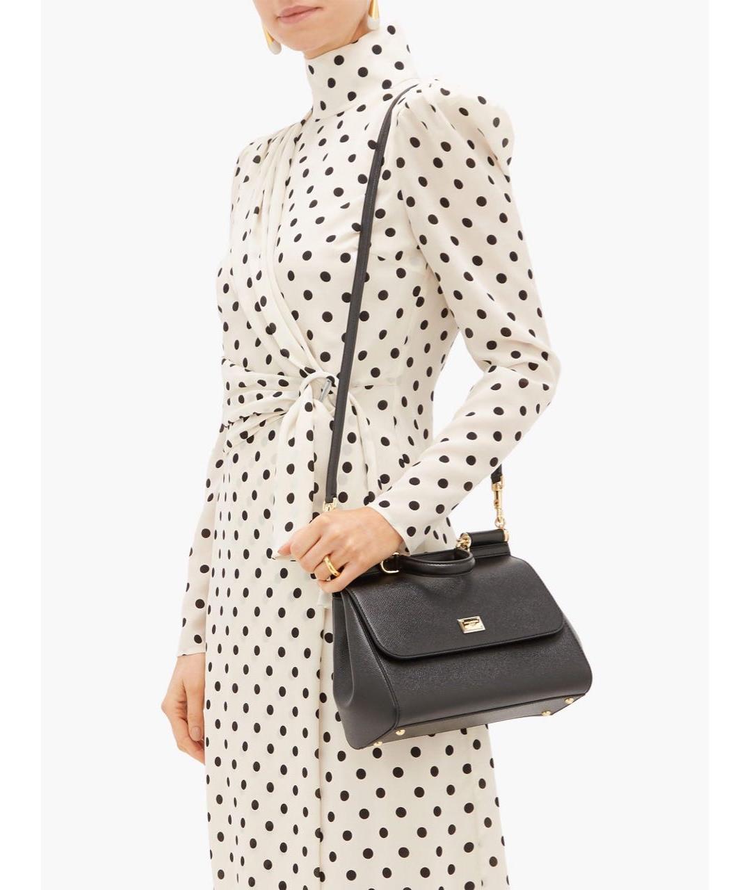 DOLCE&GABBANA Черная кожаная сумка через плечо, фото 7