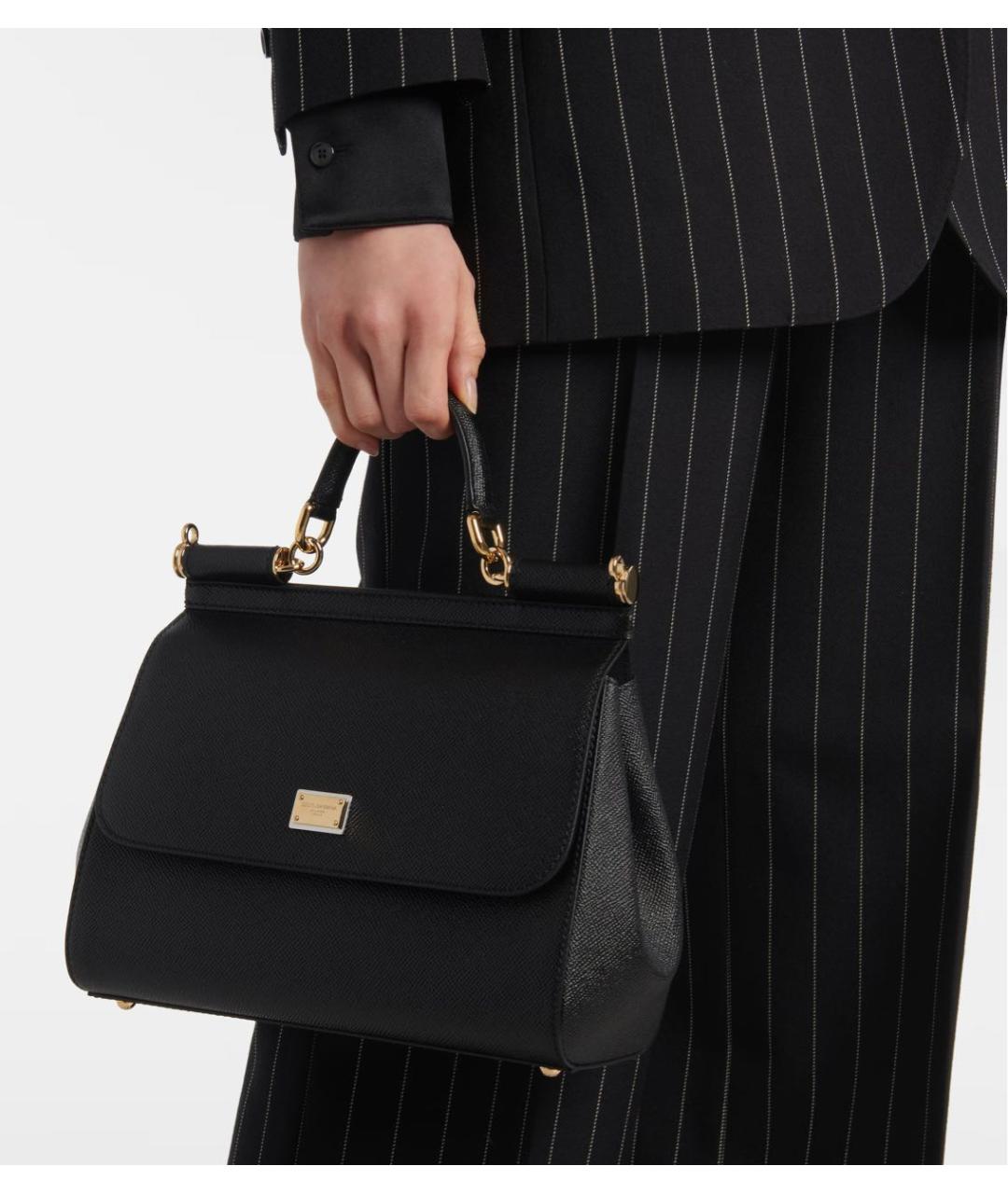 DOLCE&GABBANA Черная кожаная сумка через плечо, фото 3