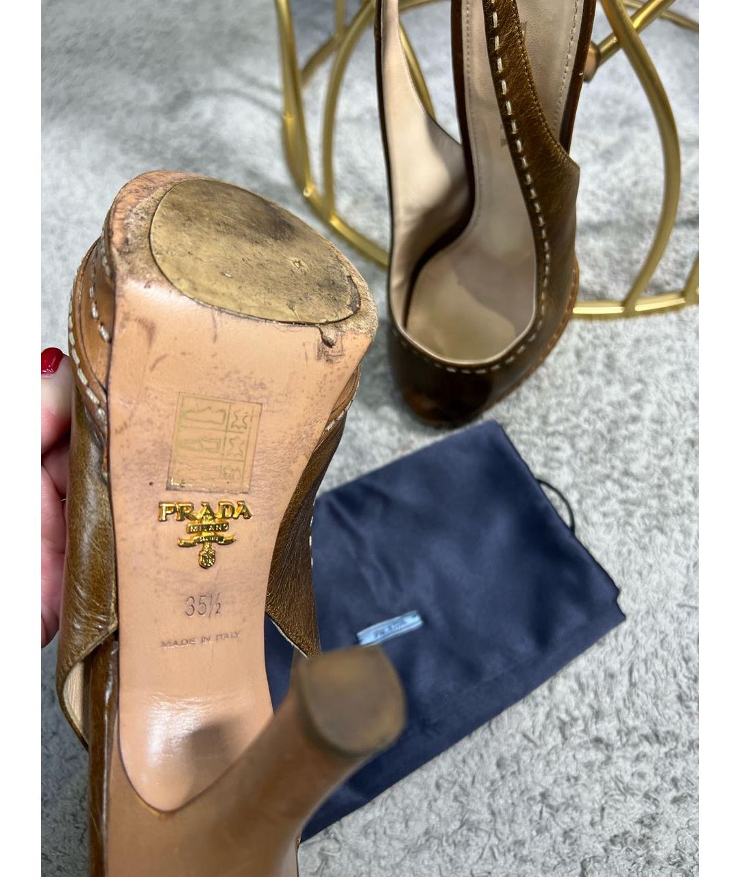 PRADA Кожаные босоножки, фото 4