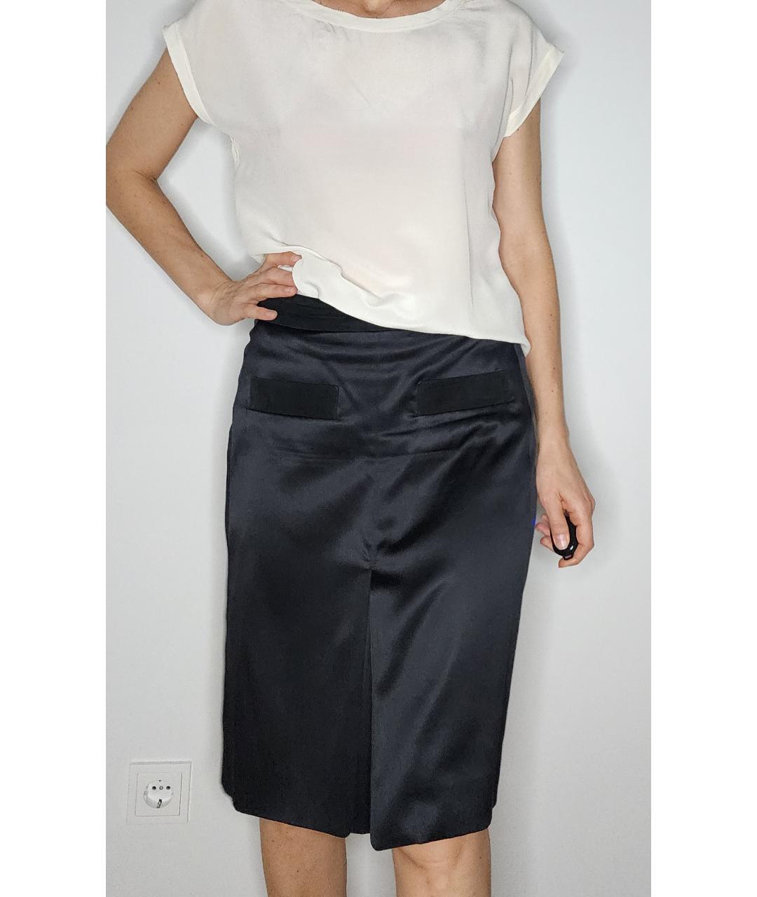 CHANEL PRE-OWNED Черная шелковая юбка миди, фото 4