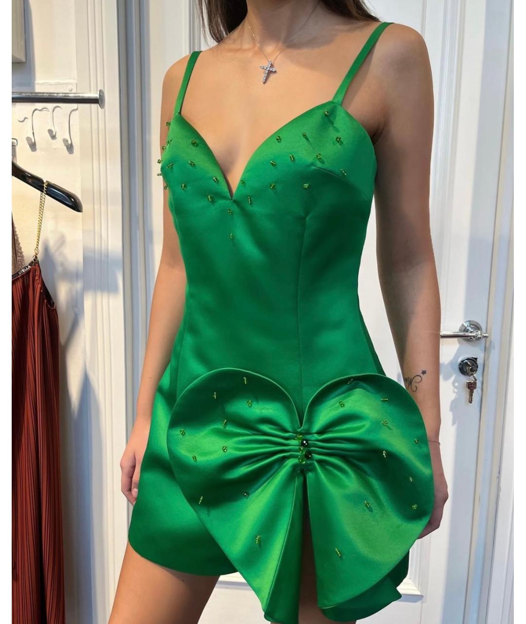 NDOMBI STELLA Зеленые атласное коктейльное платье, фото 6