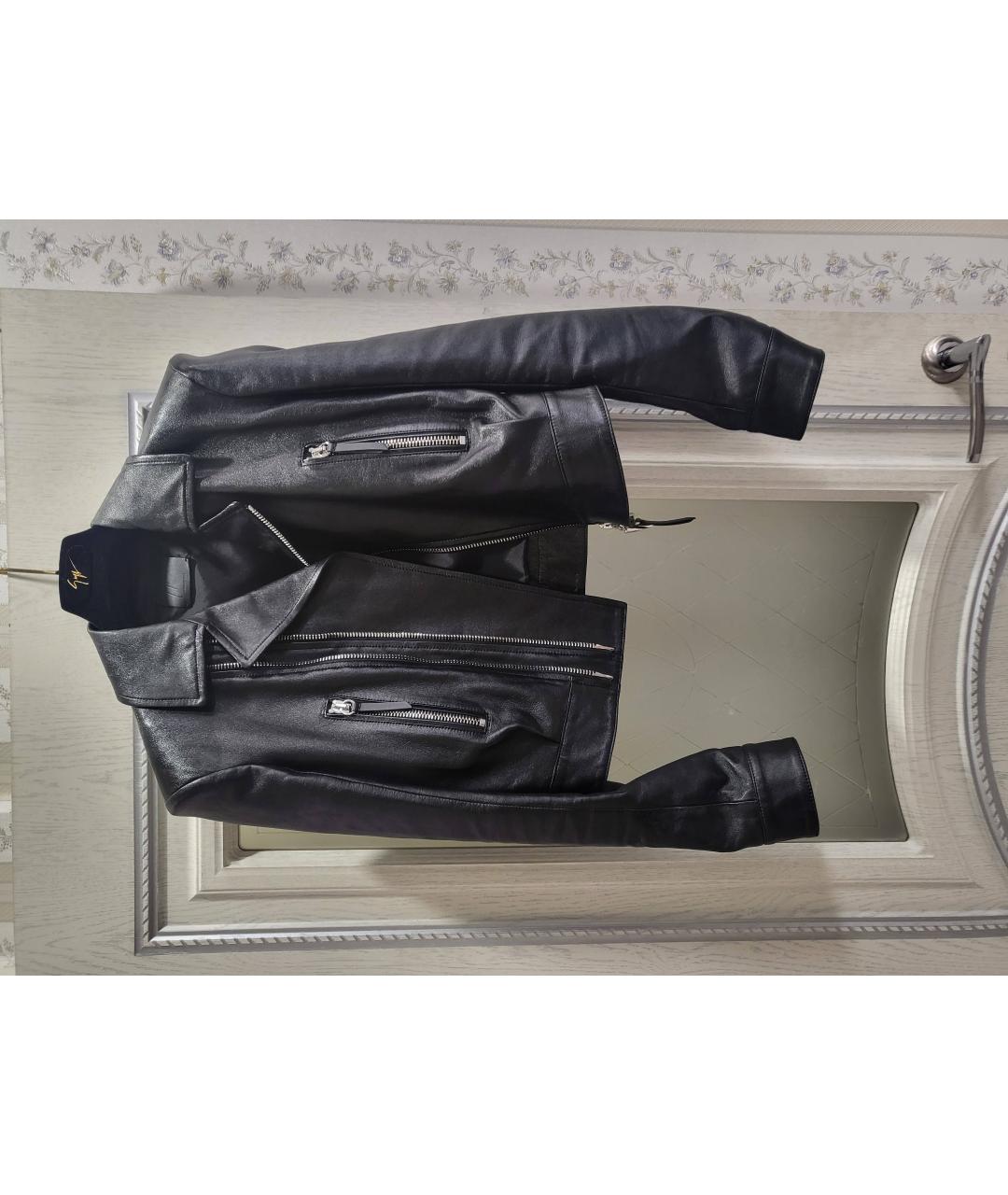 GIUSEPPE ZANOTTI DESIGN Черная кожаная куртка, фото 2