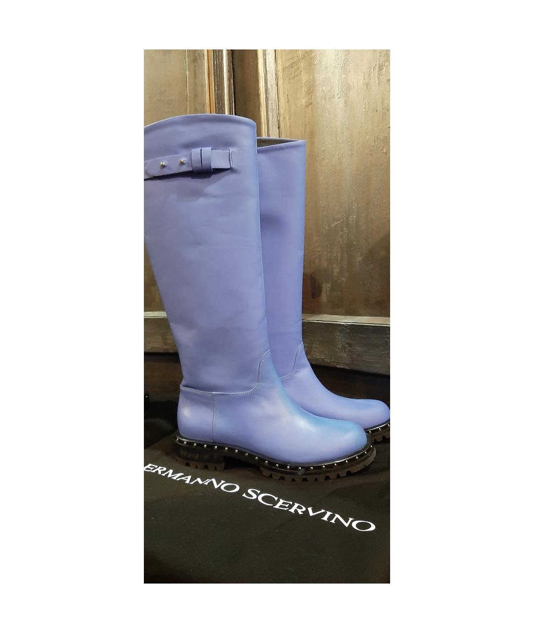 ERMANNO SCERVINO Фиолетовые кожаные сапоги, фото 6
