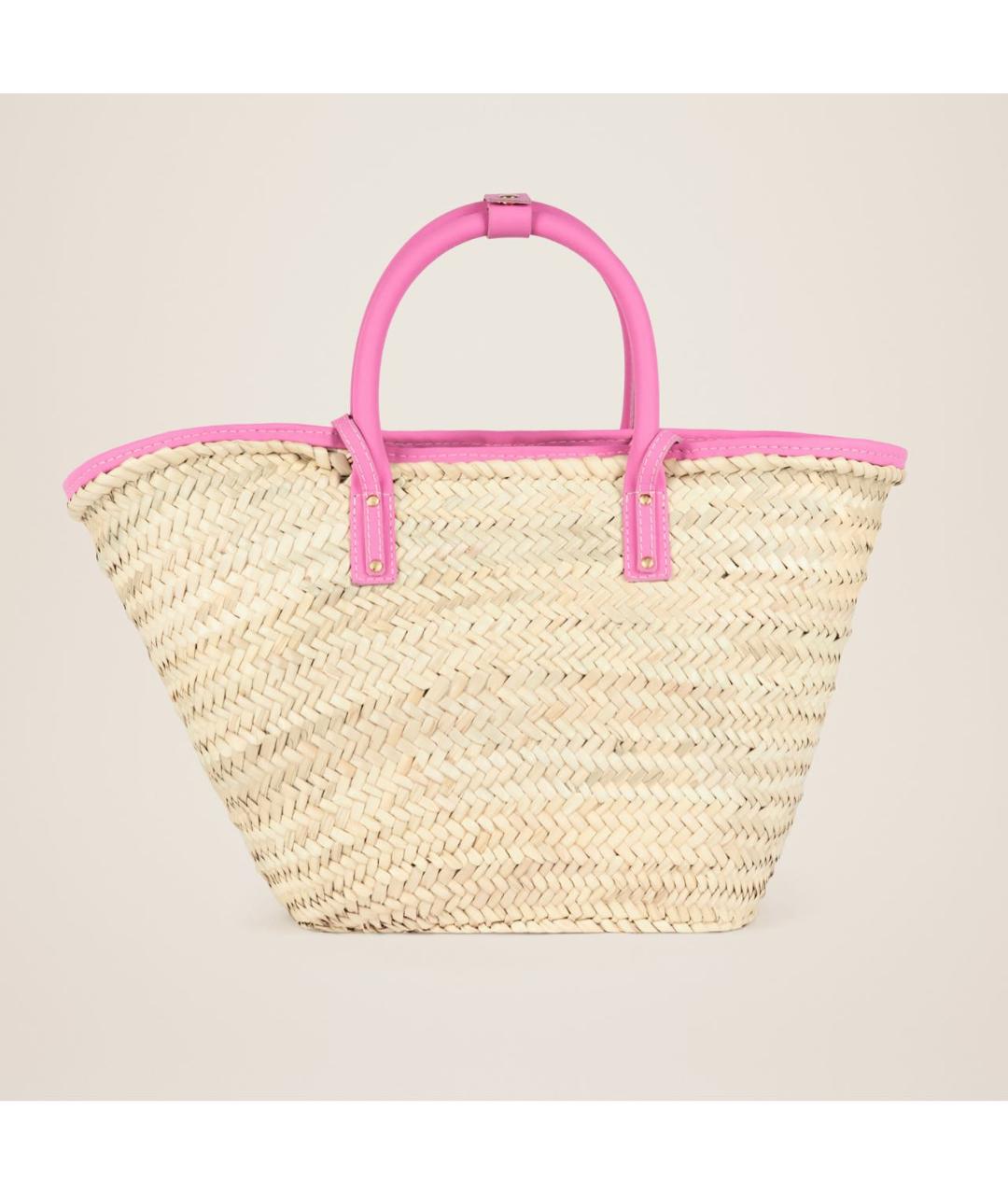 JACQUEMUS Розовая пелетеная пляжная сумка, фото 2