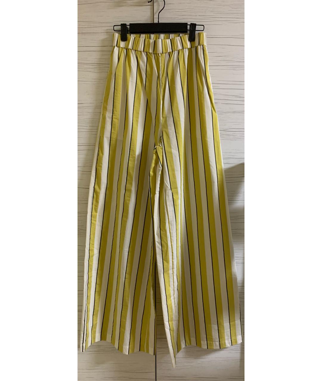 MAX MARA Желтые хлопковые брюки широкие, фото 9