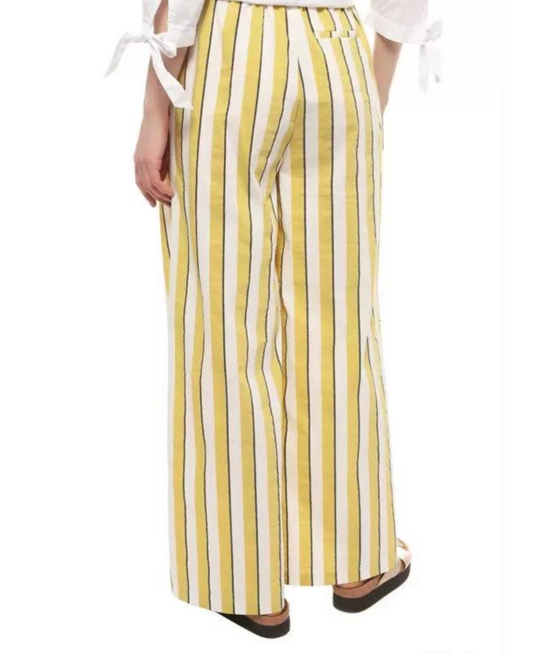 MAX MARA Желтые хлопковые брюки широкие, фото 8