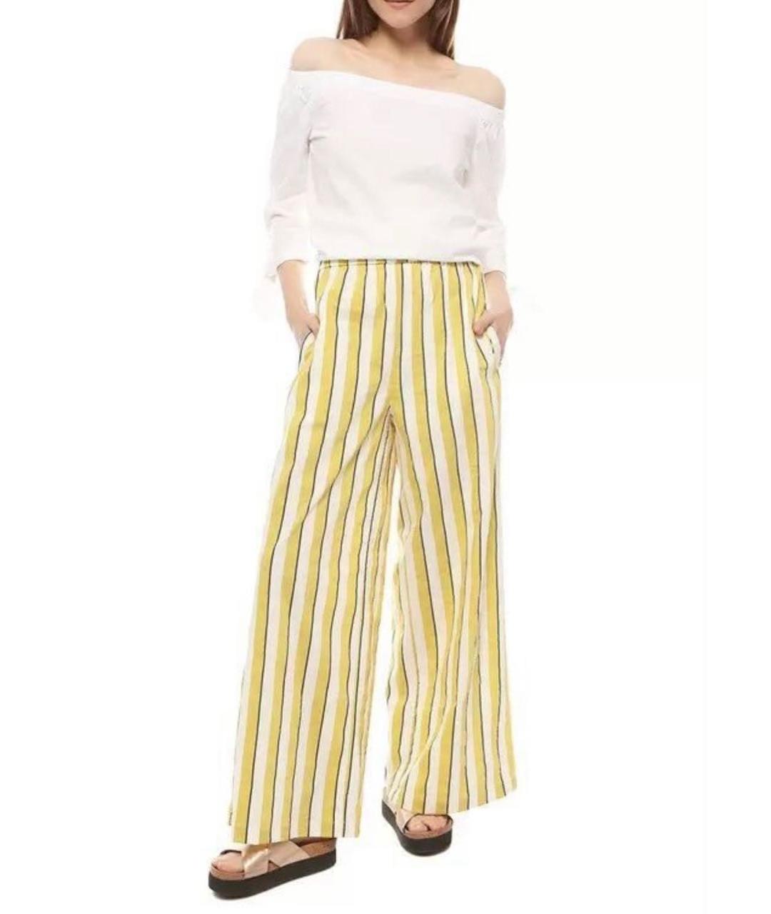MAX MARA Желтые хлопковые брюки широкие, фото 6