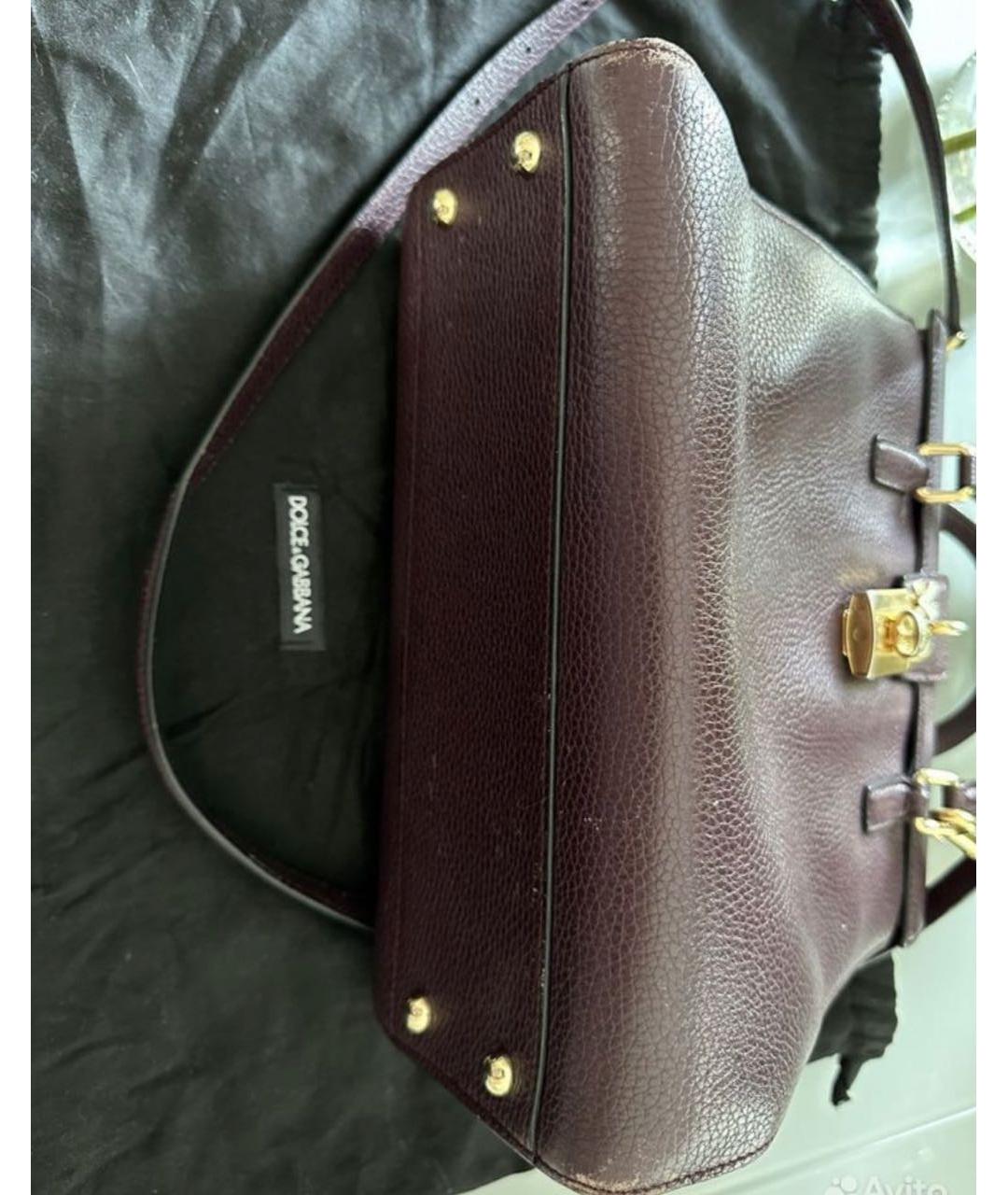 DOLCE&GABBANA Фиолетовая кожаная сумка с короткими ручками, фото 5