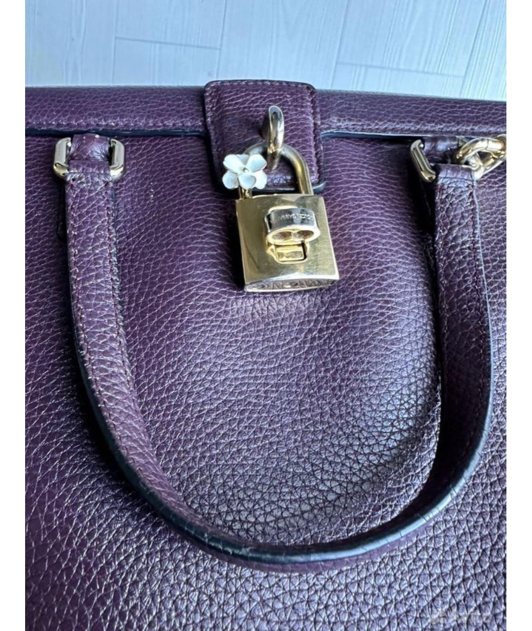 DOLCE&GABBANA Фиолетовая кожаная сумка с короткими ручками, фото 3