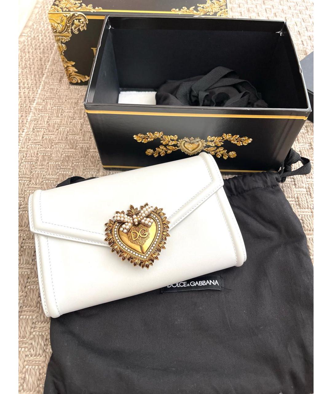 DOLCE&GABBANA Белая кожаная поясная сумка, фото 7