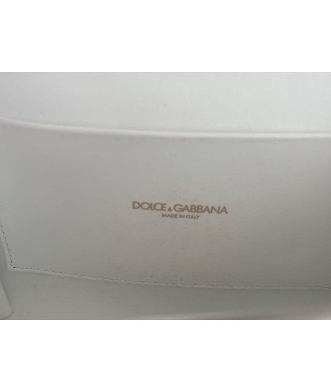 DOLCE&GABBANA Белая кожаная поясная сумка, фото 5