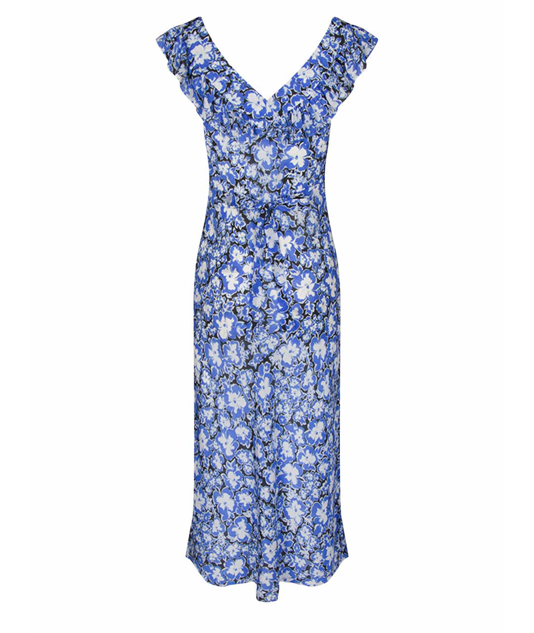 REALISATION Синее шелковое повседневное платье, фото 1