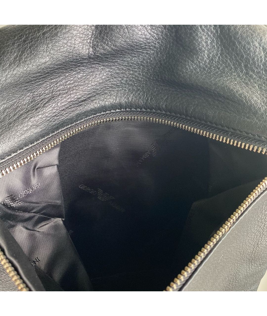 ARMANI COLLEZIONI Черная кожаная сумка на плечо, фото 2