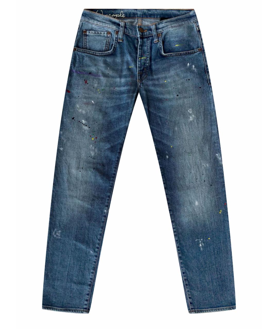 +PEOPLE Синие хлопко-эластановые прямые джинсы, фото 1