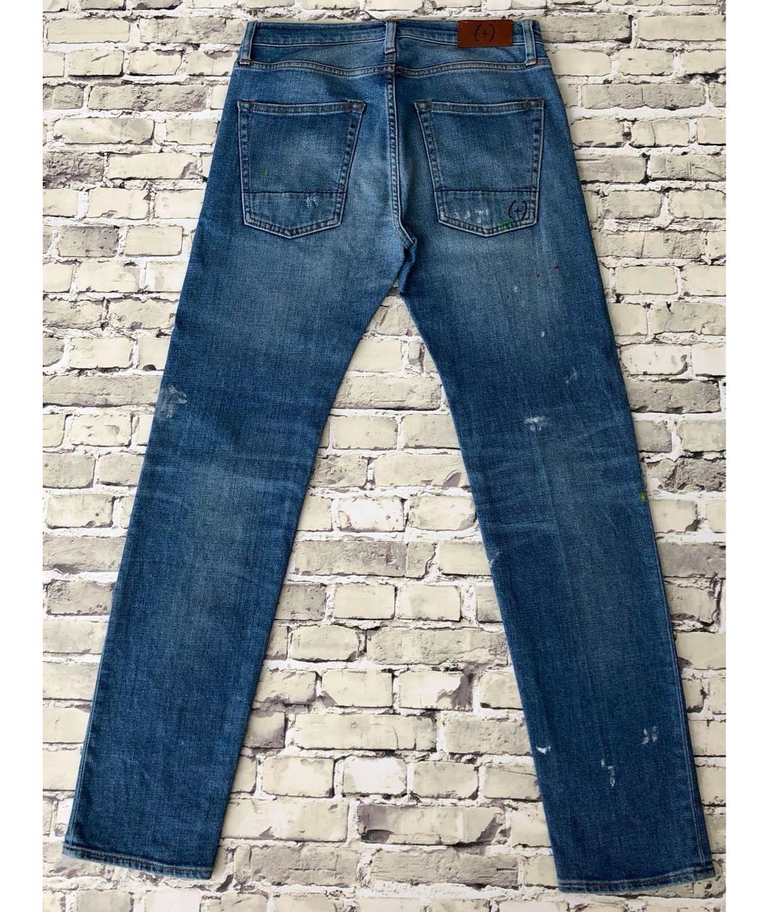 +PEOPLE Синие хлопко-эластановые прямые джинсы, фото 2