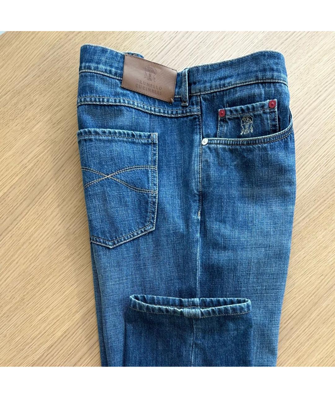 BRUNELLO CUCINELLI Синие хлопковые прямые джинсы, фото 8