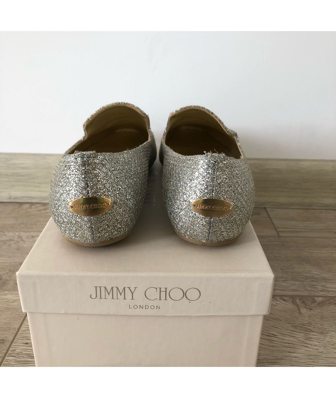 JIMMY CHOO Серебряные кожаные лоферы, фото 4