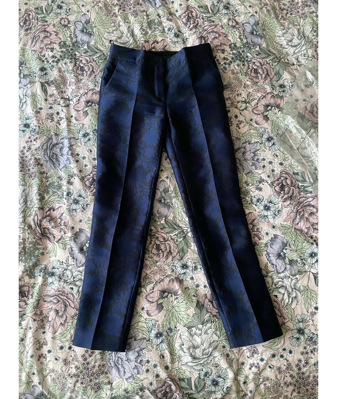 LOUIS VUITTON Темно-синие полиэстеровые прямые брюки, фото 5