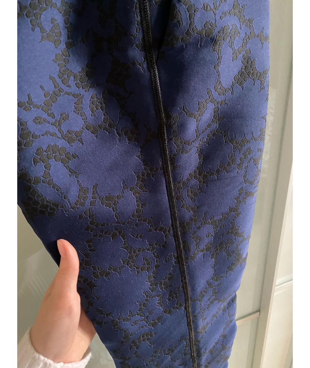 LOUIS VUITTON Темно-синие полиэстеровые прямые брюки, фото 4