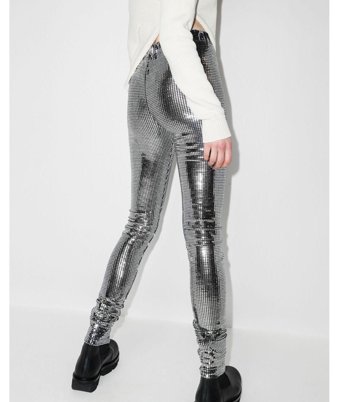 MM6 MAISON MARGIELA Серебряные полиамидовые брюки узкие, фото 5