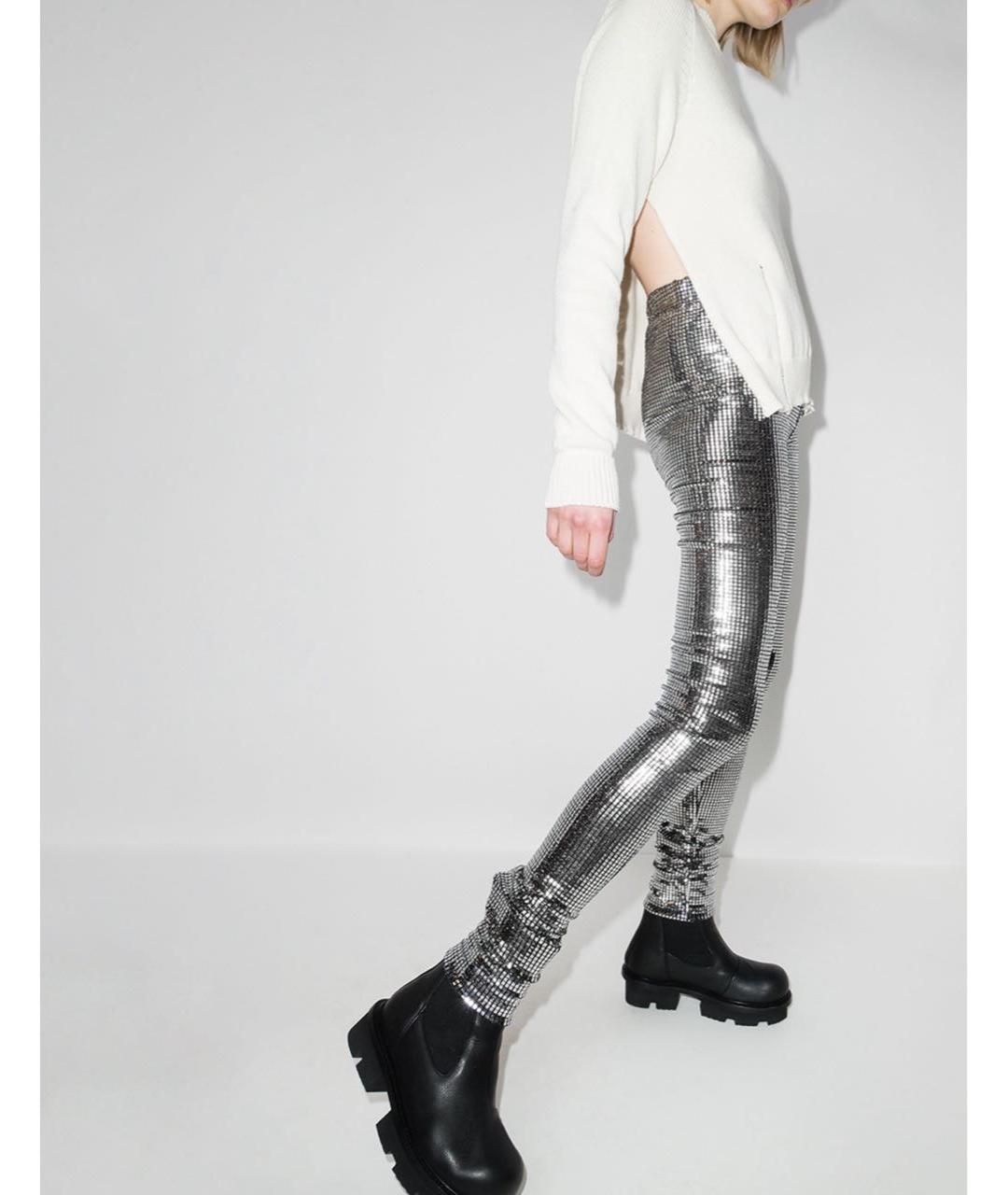 MM6 MAISON MARGIELA Серебряные полиамидовые брюки узкие, фото 4