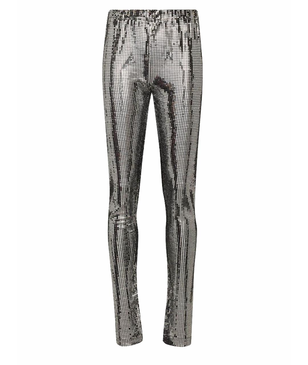 MM6 MAISON MARGIELA Серебряные полиамидовые брюки узкие, фото 1