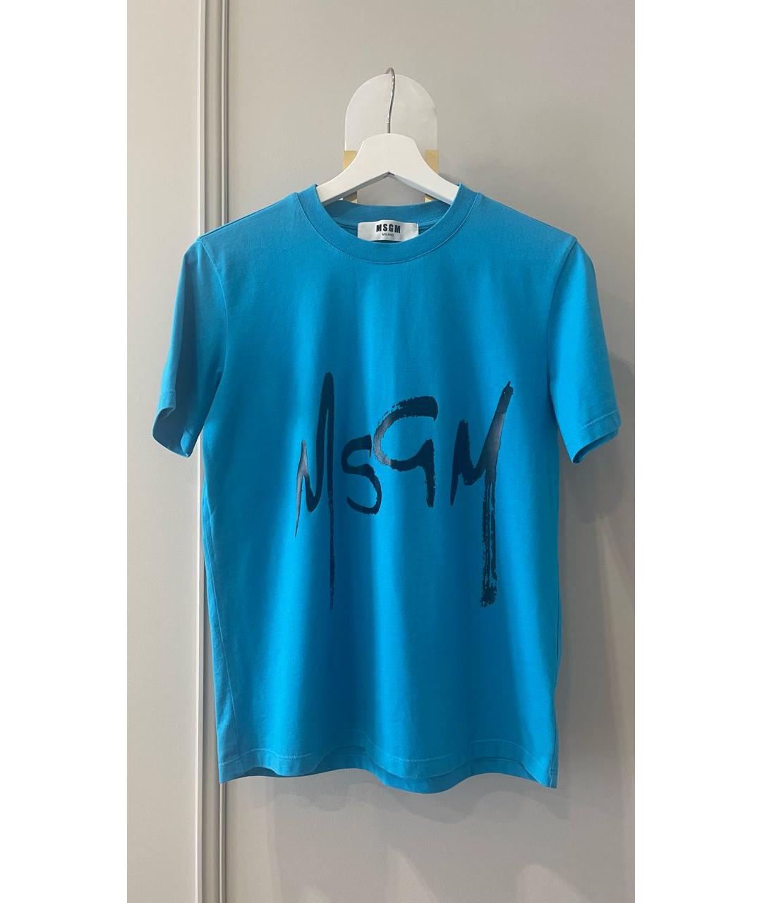MSGM Синяя хлопковая футболка, фото 4