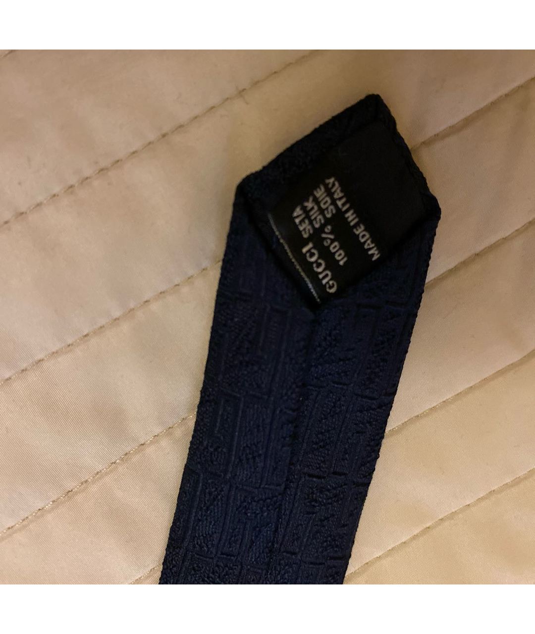 GUCCI Темно-синий шерстяной галстук, фото 3