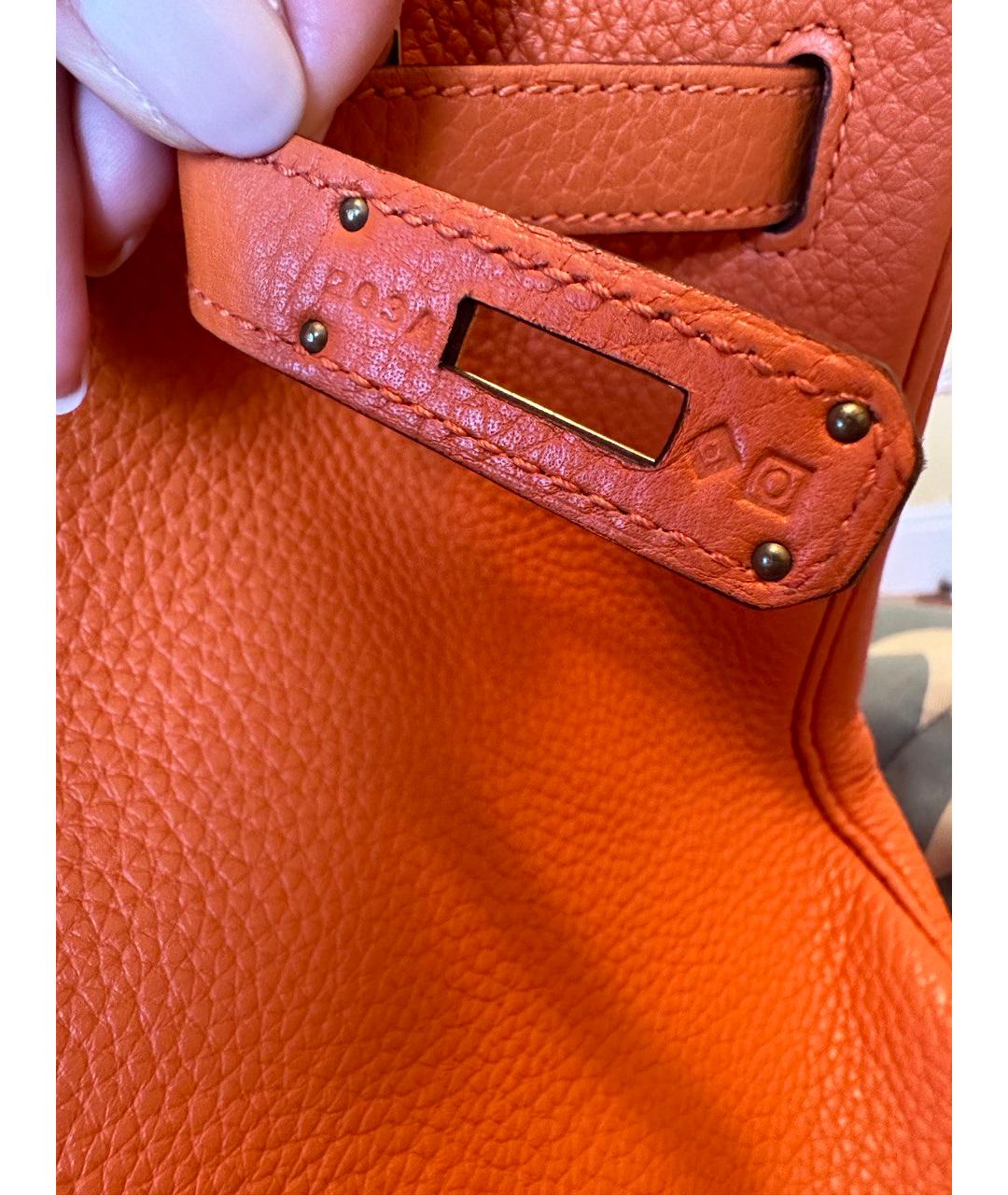 HERMES Оранжевая кожаная сумка с короткими ручками, фото 8