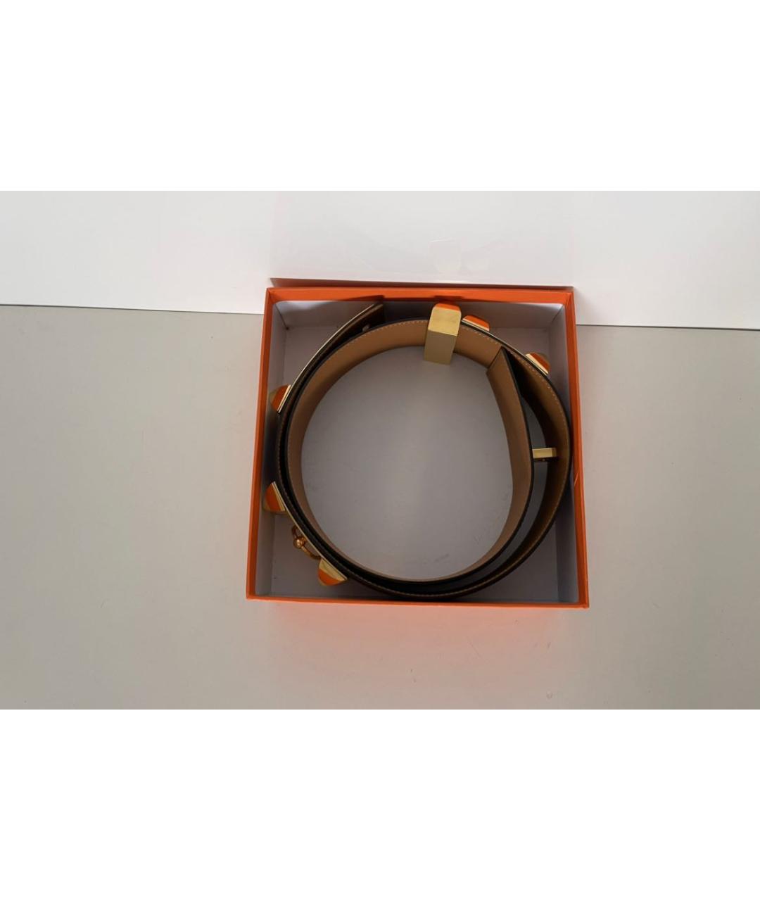 HERMES Черный кожаный ремень, фото 2