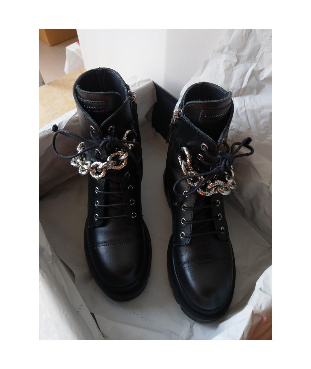 GIUSEPPE ZANOTTI DESIGN Черные кожаные ботинки, фото 7