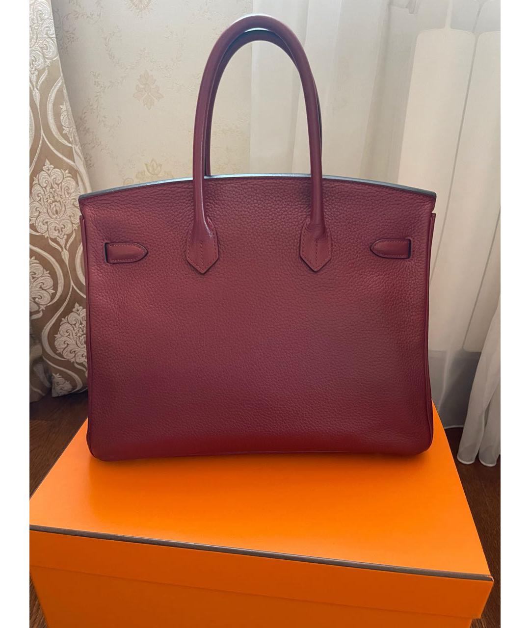 HERMES PRE-OWNED Бордовая кожаная сумка с короткими ручками Birkin для  женщин – купить в интернет магазине с доставкой