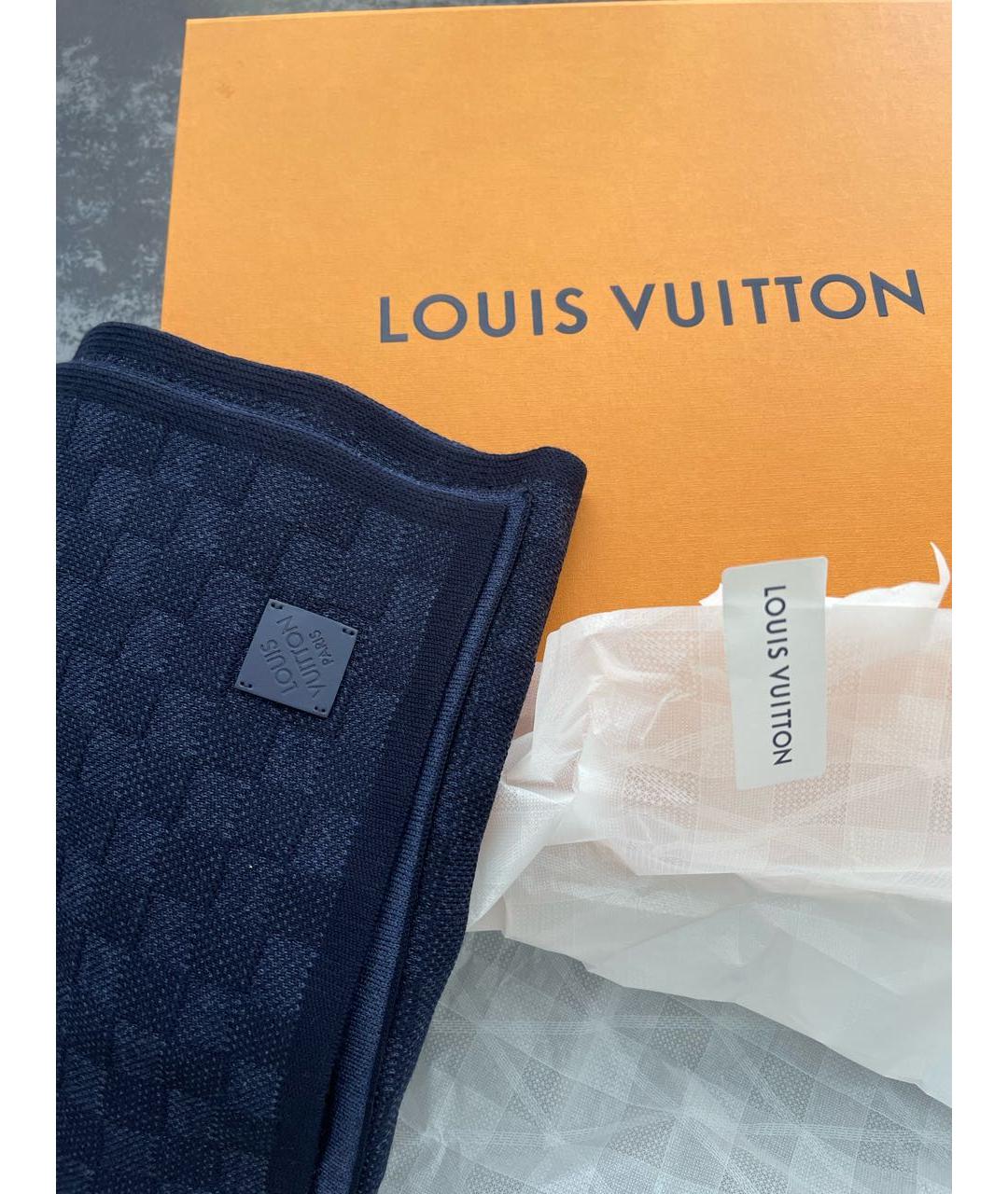 LOUIS VUITTON Антрацитовый шерстяной шарф, фото 4