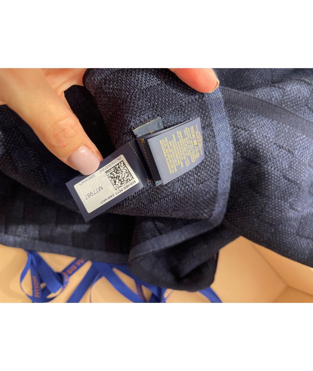 LOUIS VUITTON Антрацитовый шерстяной шарф, фото 7