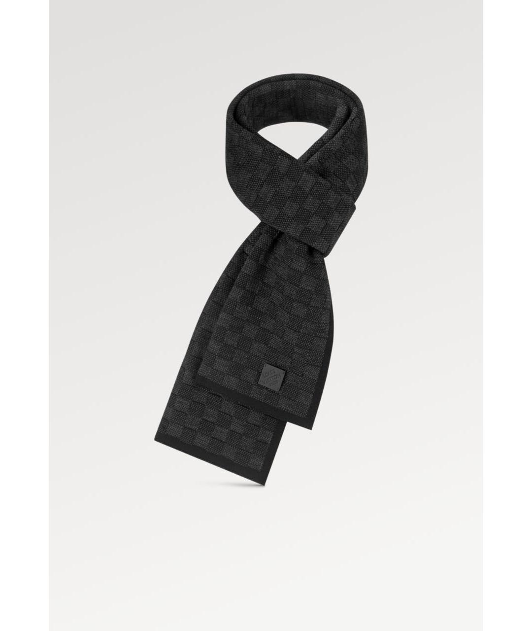 LOUIS VUITTON Антрацитовый шерстяной шарф, фото 9